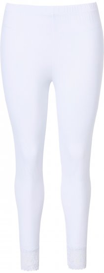 Ulla Popken Lace Trim Leggings White - Jeans & Pantalons Femme Grandes Tailles – Plus Size - 