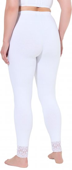 Ulla Popken Lace Trim Leggings White - Jeans & Pantalons Femme Grandes Tailles – Plus Size - 