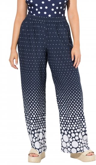 Ulla Popken Dot Gradient Wide Leg Elastic Waist Palazzo Pants Grey - Jeans & Pantalons Femme Grandes Tailles – Plus Size - 