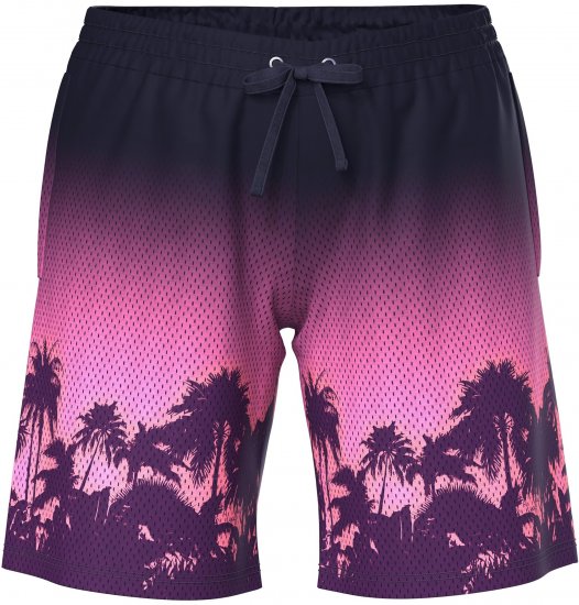 Ulla Popken Active Wide Leg Elastic Waist Palm Tree Pattern Mesh Shorts Black - Jeans & Pantalons Femme Grandes Tailles – Plus Size - 