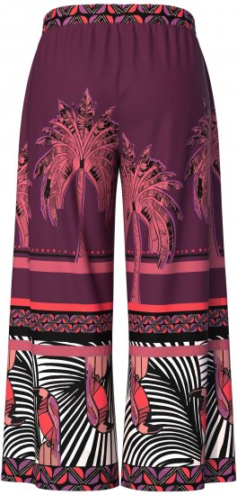 Ulla Popken Mixed Palm Print Elastic Waist Palazzo Pants Red - Jeans & Pantalons Femme Grandes Tailles – Plus Size - 