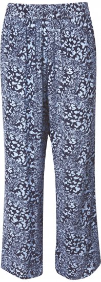 Ulla Popken Patch Print Elastic Waist Pants Navy - Jeans & Pantalons Femme Grandes Tailles – Plus Size - 
