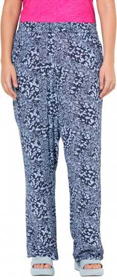 Ulla Popken Patch Print Elastic Waist Pants Navy - Jeans & Pantalons Femme Grandes Tailles – Plus Size - 