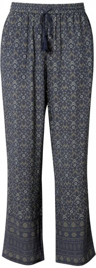 Ulla Popken Geometric Print Elastic Waist Pants Navy - Jeans & Pantalons Femme Grandes Tailles – Plus Size - 