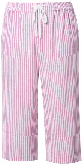 Ulla Popken Coastal Stripe Linen Blend Elastic Waist Culottes Purple - Jeans & Pantalons Femme Grandes Tailles – Plus Size - 
