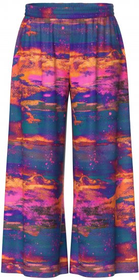 Ulla Popken Abstract Sunset Elastic Waist Palazzo Pants Orange - Jeans & Pantalons Femme Grandes Tailles – Plus Size - 