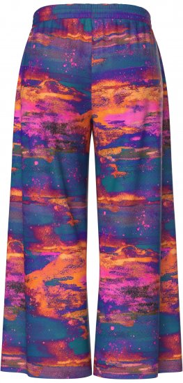 Ulla Popken Abstract Sunset Elastic Waist Palazzo Pants Orange - Jeans & Pantalons Femme Grandes Tailles – Plus Size - 