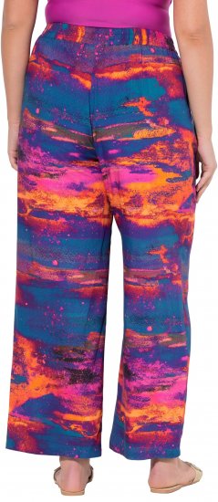 Ulla Popken Abstract Sunset Elastic Waist Palazzo Pants Orange - Jeans & Pantalons Femme Grandes Tailles – Plus Size - 
