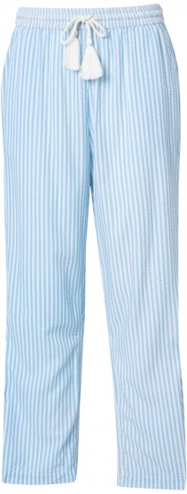 Ulla Popken Seersucker Elastic Waist Pants Blue - Jeans & Pantalons Femme Grandes Tailles – Plus Size - 