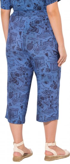 Ulla Popken Italy Print Elastic Waist Culottes Blue - Jeans & Pantalons Femme Grandes Tailles – Plus Size - 