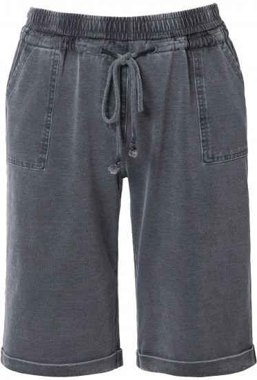 Ulla Popken Indigo Dyed Elastic Waist Jersey Shorts Black - Jeans & Pantalons Femme Grandes Tailles – Plus Size - 