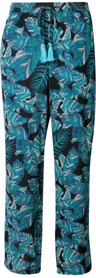 Ulla Popken Tropical Leaf Print Elastic Waist Pants Blue - Jeans & Pantalons Femme Grandes Tailles – Plus Size - 
