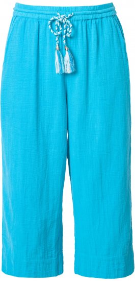 Ulla Popken Muslin Elastic Waist Culottes Blue - Jeans & Pantalons Femme Grandes Tailles – Plus Size - 