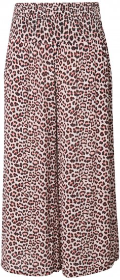 Ulla Popken Rose Wide Leg Elastic Waist Leopard Pattern Culottes Off-White - Jeans & Pantalons Femme Grandes Tailles – Plus Size - 