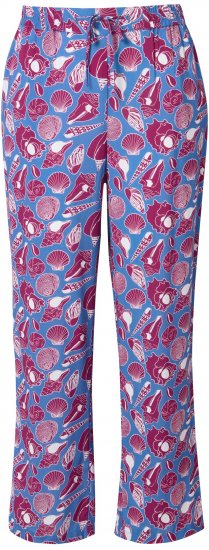 Ulla Popken Seashell Print Elastic Waist Pants Blue - Jeans & Pantalons Femme Grandes Tailles – Plus Size - 