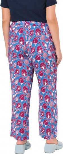 Ulla Popken Seashell Print Elastic Waist Pants Blue - Jeans & Pantalons Femme Grandes Tailles – Plus Size - 