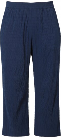 Ulla Popken Textured Elastic Waist Cropped Pants Navy - Ulla Popken - 