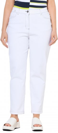 Ulla Popken Used Look 5 Pocket Comfy Waistband Mom Jeans Snow White - Jeans & Pantalons Femme Grandes Tailles – Plus Size - 