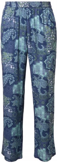 Ulla Popken Patchwork Paisley Elastic Waist Pants Blue - Jeans & Pantalons Femme Grandes Tailles – Plus Size - 