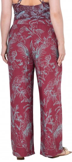Ulla Popken Wide Leg Elastic Waist Jungle Print Palazzo Pants Brown - Jeans & Pantalons Femme Grandes Tailles – Plus Size - 