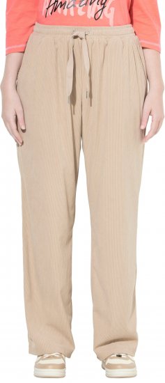 Ulla Popken Corduroy Elastic Waist Pants Brown - Jeans & Pantalons Femme Grandes Tailles – Plus Size - 