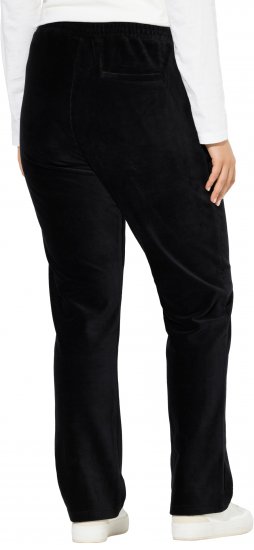 Ulla Popken Corduroy Elastic Waist Pants Black - Jeans & Pantalons Femme Grandes Tailles – Plus Size - 