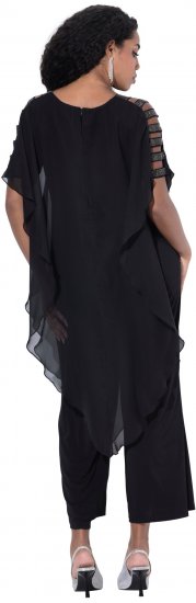 Ulla Popken Layered Chiffon Wrap Jumpsuit Grey - Jeans & Pantalons Femme Grandes Tailles – Plus Size - 