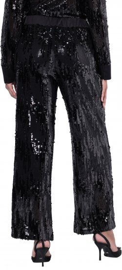 Ulla Popken Sequined Elastic Waist Pants Black - Jeans & Pantalons Femme Grandes Tailles – Plus Size - 
