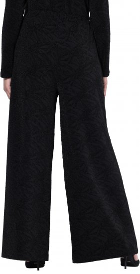 Ulla Popken Wide Leg Elastic Waist Glitter Pants Black - Jeans & Pantalons Femme Grandes Tailles – Plus Size - 