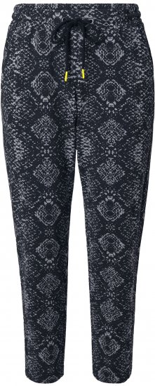 Ulla Popken Snake Print Elastic Waist Joggers Black - Jeans & Pantalons Femme Grandes Tailles – Plus Size - 