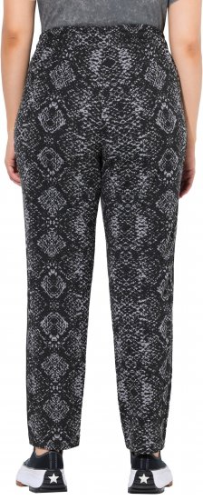 Ulla Popken Snake Print Elastic Waist Joggers Black - Jeans & Pantalons Femme Grandes Tailles – Plus Size - 