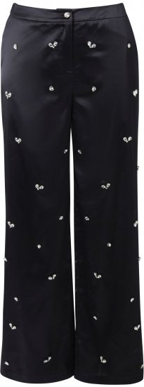 Ulla Popken Rhinestone Detail Comfort Waist Pants Black - Jeans & Pantalons Femme Grandes Tailles – Plus Size - 