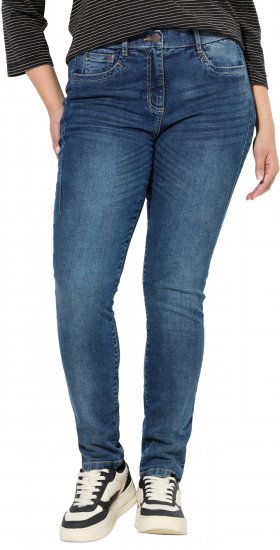 Ulla Popken Decorative Stitched Slim Leg Stretch Fit Jeans Blue Denim - Jeans & Pantalons Femme Grandes Tailles – Plus Size - 