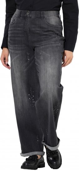 Ulla Popken Rivet Studded Stretch Fit Jeans Black - Jeans & Pantalons Femme Grandes Tailles – Plus Size - 