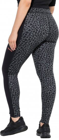 Ulla Popken Quick Drying Leopard Print Sport Leggings Black - Jeans & Pantalons Femme Grandes Tailles – Plus Size - 
