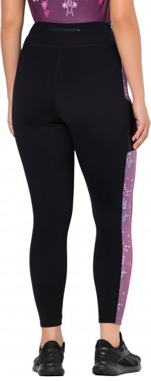 Ulla Popken Quick Drying Botanical Print Sport Leggings Black - Jeans & Pantalons Femme Grandes Tailles – Plus Size - 