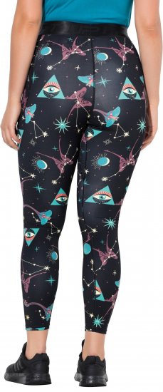 Ulla Popken Quick Drying Celestial Print Sport Leggings Black - Jeans & Pantalons Femme Grandes Tailles – Plus Size - 
