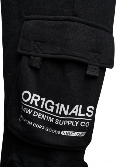 Kam Jeans 244 Raw Denim Cargo PKT Jog Pants Black - Jeans et pantalons - Jeans et Pantalons grande taille 