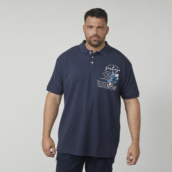 North Latitude 61130 Polo Piqué avec Print Poitrine Bleu Marine - Polos - Polos homme grande taille