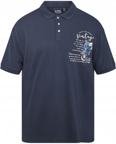 North Latitude 61130 Polo Piqué avec Print Poitrine Bleu Marine - Polos - Polos homme grande taille
