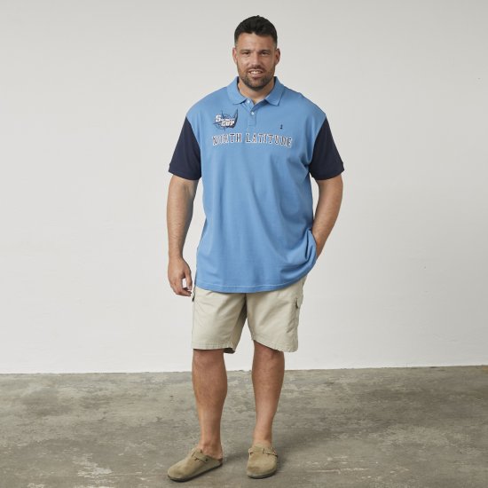 North Latitude 61131 Polo Piqué avec Manches Contrastées et Broderie Bleu - Polos - Polos homme grande taille
