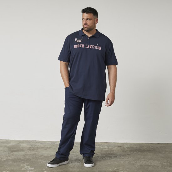 North Latitude 61131 Polo Piqué avec Manches Contrastées et Broderie Bleu Marine - Polos - Polos homme grande taille