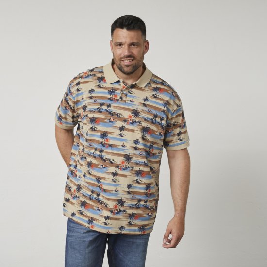 North Latitude 61133 Polo Piqué Imprimé Intégral Sable - Polos - Polos homme grande taille