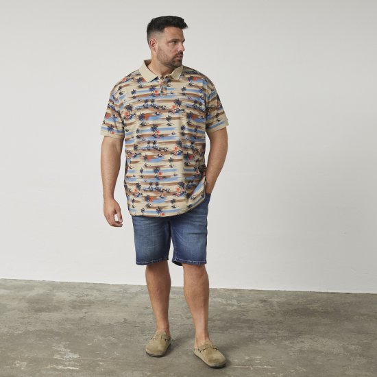 North Latitude 61133 Polo Piqué Imprimé Intégral Sable - Polos - Polos homme grande taille