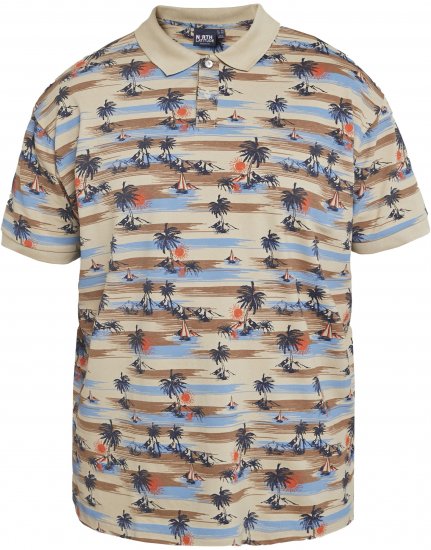 North Latitude 61133 Polo Piqué Imprimé Intégral Sable - Polos - Polos homme grande taille
