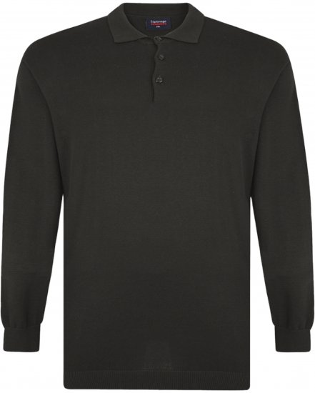 Espionage KW058 Knit Polo Jumper Black - Polos - Polos homme grande taille