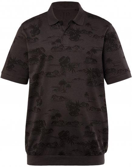 JP1880 Pique with All-over Print Polo Shirt TALL Black - TALL polos - Polos TALL pour hommes grands