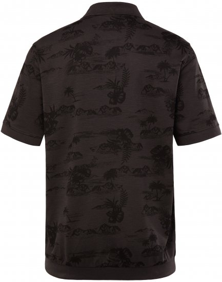 JP1880 Pique with All-over Print Polo Shirt TALL Black - TALL polos - Polos TALL pour hommes grands