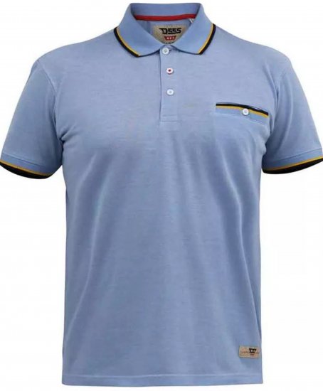 D555 Talbot Pique with Jacquard Collar Polo Shirt Blue - Polos - Polos homme grande taille