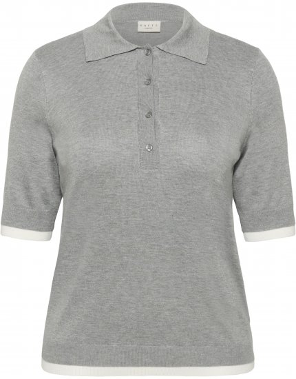 Kaffe Curve Lizzy Contrast Knitted Polo Grey Melange - Polos - 